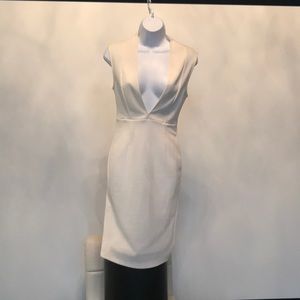 light cream deep v neck dress